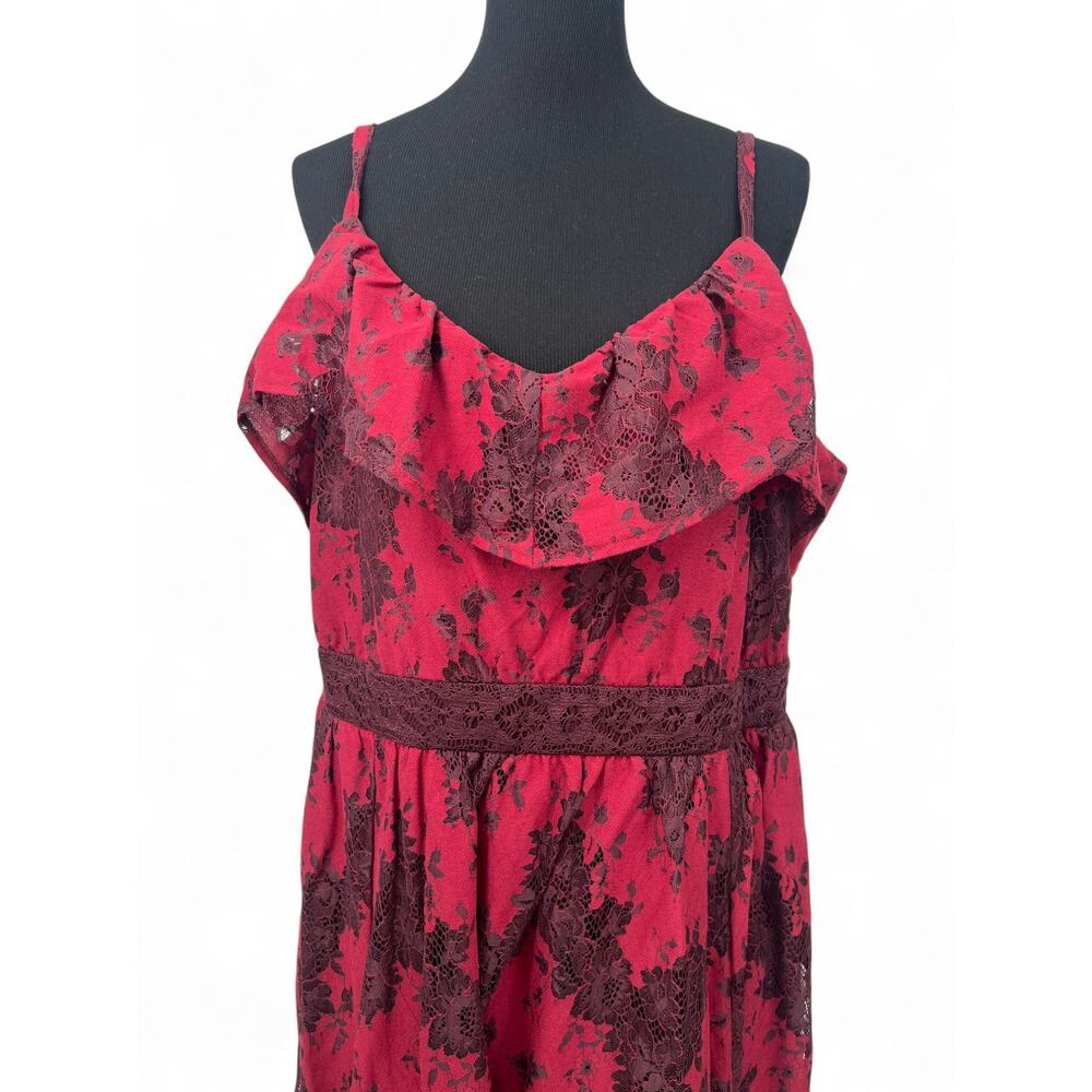 New Torrid | 2X 18-20 | Lace Two Tones Lace Tiered Maxi Dress Ruffle Long - Picture 3 of 7